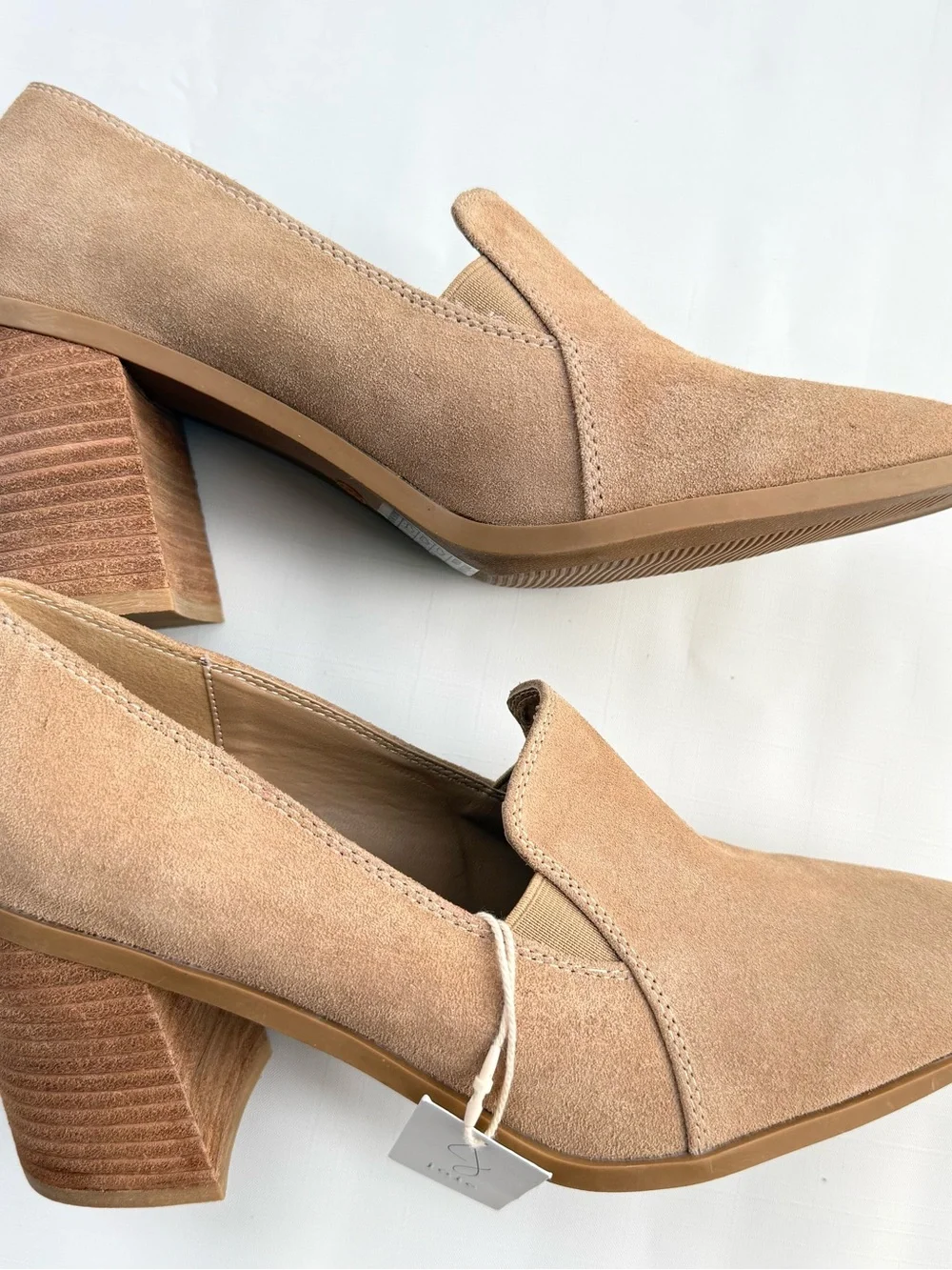 JOIE Wevenly Tan Suede Block Heel Loafer Pumps Size 8